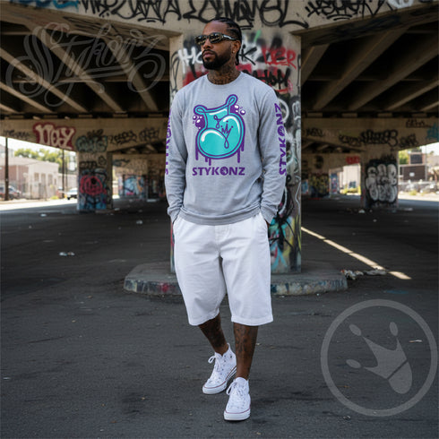 Men's Graffiti Long Sleeve Tee Turquoise S-Kingz 2Line Throwup | Hip-Hop Streetwear Tee