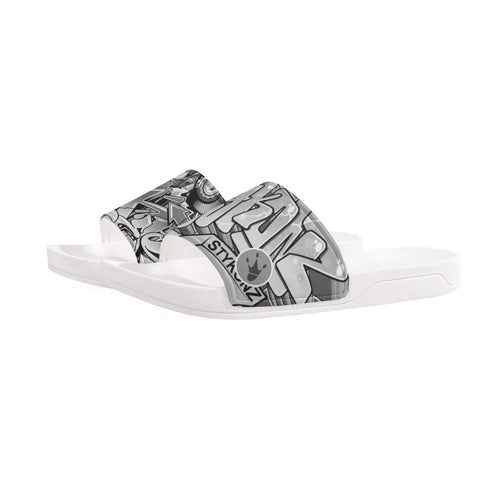 9TZ Slipkonz | Slides feat Comic Stykonz 1 Black | Hip - Hop Streetwear Slides - Stykonz Graffiti Streetwear