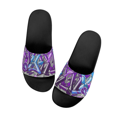 9TZ Slipkonz | Slides feat Purple Wildstyle | Hip - Hop Streetwear Slides - Stykonz Graffiti Streetwear