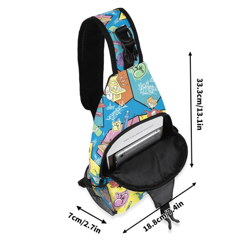 AOP Graffiti Chest Crossbody Bag 90s Elements | Hip - Hop Streetwear Bag - Stykonz Graffiti Streetwear