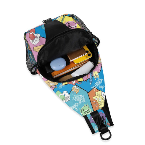 AOP Graffiti Chest Crossbody Bag 90s Elements | Hip - Hop Streetwear Bag - Stykonz Graffiti Streetwear