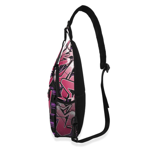 AOP Graffiti Chest Crossbody Bag Black Cherry | Hip - Hop Streetwear Bag - Stykonz Graffiti Streetwear