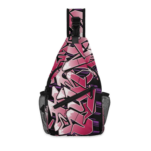 AOP Graffiti Chest Crossbody Bag Black Cherry | Hip - Hop Streetwear Bag - Stykonz Graffiti Streetwear