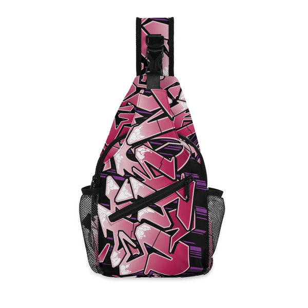 AOP Graffiti Chest Crossbody Bag Black Cherry | Hip - Hop Streetwear Bag - Stykonz Graffiti Streetwear