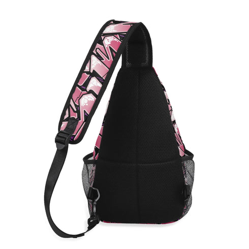 AOP Graffiti Chest Crossbody Bag Black Cherry | Hip - Hop Streetwear Bag - Stykonz Graffiti Streetwear
