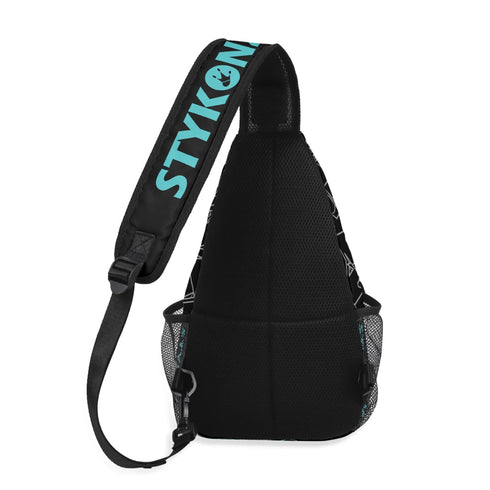 AOP Graffiti Chest Crossbody Bag Blk Turquoise Ghost | Hip - Hop Streetwear Bag - Stykonz Graffiti Streetwear