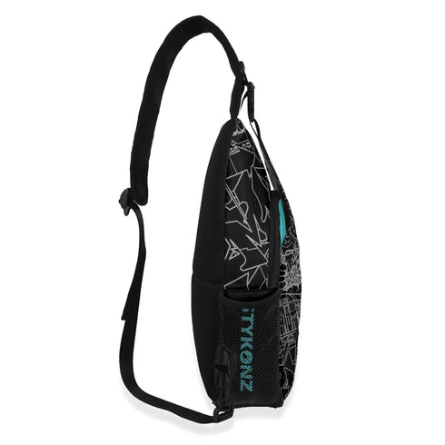 AOP Graffiti Chest Crossbody Bag Blk Turquoise Ghost | Hip - Hop Streetwear Bag - Stykonz Graffiti Streetwear