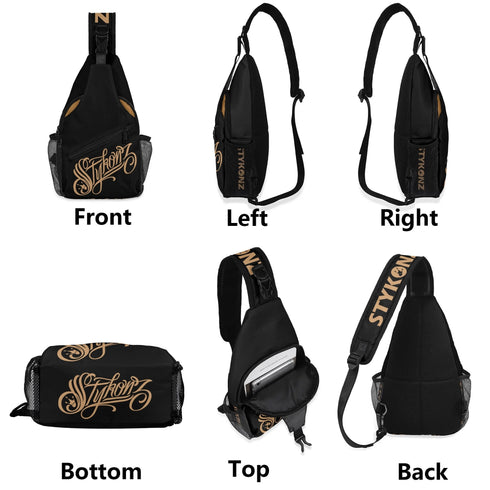 AOP Graffiti Chest Crossbody Bag Gold Scriptkonz | Hip - Hop Streetwear Bag - Stykonz Graffiti Streetwear
