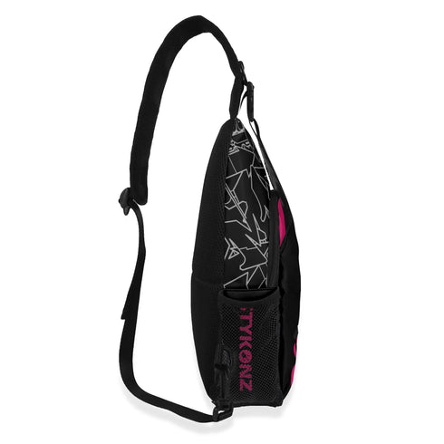 AOP Graffiti Chest Crossbody Bag Hot Pink Scriptkonz on Black | Hip - Hop Streetwear Bag - Stykonz Graffiti Streetwear