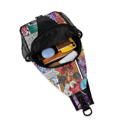 AOP Graffiti Chest Crossbody Bag Stykonz Comic 1 | Hip - Hop Streetwear Bag - Stykonz Graffiti Streetwear