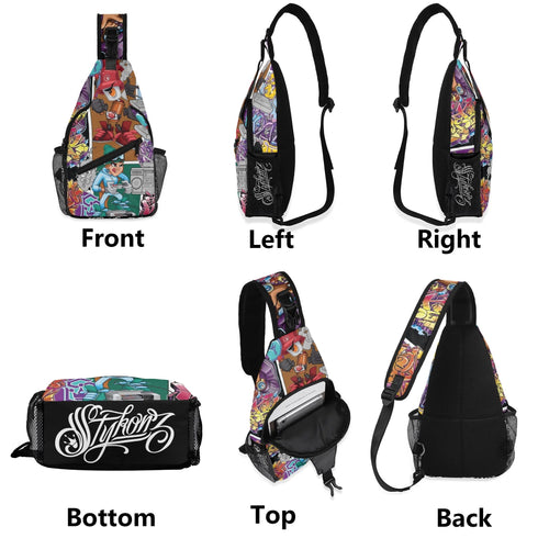 AOP Graffiti Chest Crossbody Bag Stykonz Comic 1 | Hip - Hop Streetwear Bag - Stykonz Graffiti Streetwear