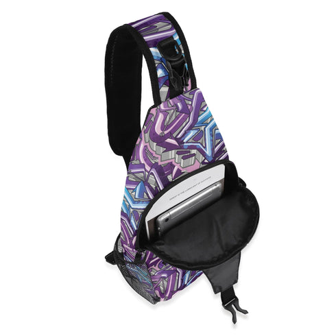 AOP Graffiti Chest Crossbody Bag Stykonz Purple Wildstyle | Hip - Hop Streetwear Bag - Stykonz Graffiti Streetwear