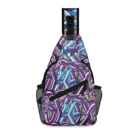 AOP Graffiti Chest Crossbody Bag Stykonz Purple Wildstyle | Hip - Hop Streetwear Bag - Stykonz Graffiti Streetwear