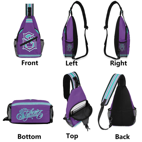 AOP Graffiti Chest Crossbody Bag Turquoise S - Kingz on Purple | Hip - Hop Streetwear Bag - Stykonz Graffiti Streetwear