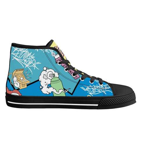 Axikronz 8T7 Canvas High Top – 90s Elements | Hip - Hop Streetwear Shoes - Stykonz Graffiti Streetwear