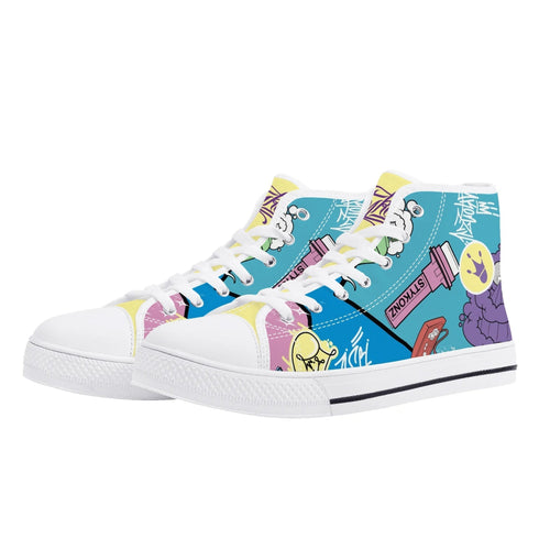 Axikronz 8T7 Canvas High Top – 90s Elements | Hip - Hop Streetwear Shoes - Stykonz Graffiti Streetwear