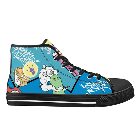 Axikronz 8T7 Canvas High Top – 90s Elements | Hip - Hop Streetwear Shoes - Stykonz Graffiti Streetwear