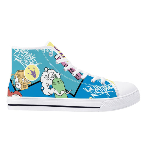 Axikronz 8T7 Canvas High Top – 90s Elements | Hip - Hop Streetwear Shoes - Stykonz Graffiti Streetwear