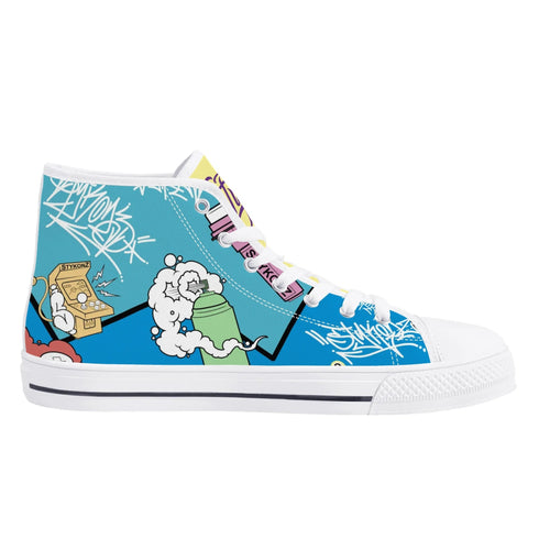 Axikronz 8T7 Canvas High Top – 90s Elements | Hip - Hop Streetwear Shoes - Stykonz Graffiti Streetwear