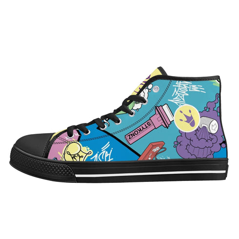 Axikronz 8T7 Canvas High Top – 90s Elements | Hip - Hop Streetwear Shoes - Stykonz Graffiti Streetwear