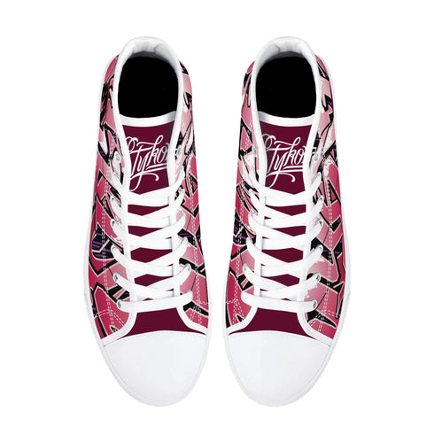 Axikronz 8T7 Canvas High Top – Black Cherry | Hip - Hop Streetwear Shoes - Stykonz Graffiti Streetwear