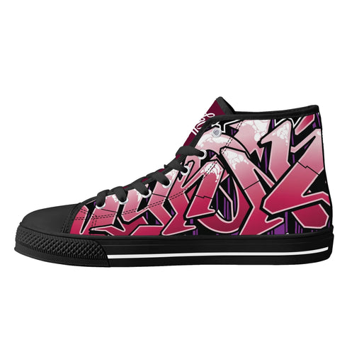 Axikronz 8T7 Canvas High Top – Black Cherry | Hip - Hop Streetwear Shoes - Stykonz Graffiti Streetwear