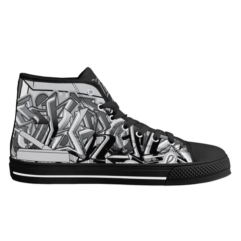 Axikronz 8T7 Canvas High Top – Comic Stykonz 1 Black | Hip - Hop Streetwear Shoes - Stykonz Graffiti Streetwear