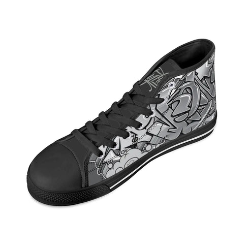Axikronz 8T7 Canvas High Top – Comic Stykonz 1 Black | Hip - Hop Streetwear Shoes - Stykonz Graffiti Streetwear