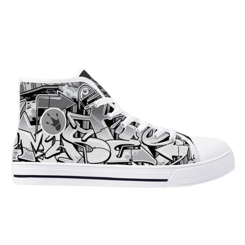 Axikronz 8T7 Canvas High Top – Comic Stykonz 1 Black | Hip - Hop Streetwear Shoes - Stykonz Graffiti Streetwear