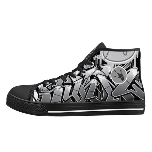 Axikronz 8T7 Canvas High Top – Comic Stykonz 1 Black | Hip - Hop Streetwear Shoes - Stykonz Graffiti Streetwear