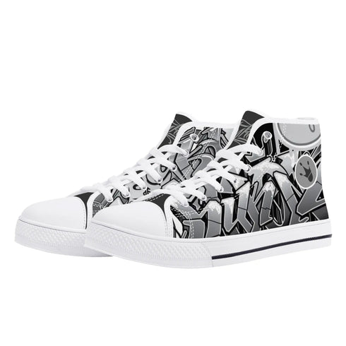Axikronz 8T7 Canvas High Top – Comic Stykonz 1 Black | Hip - Hop Streetwear Shoes - Stykonz Graffiti Streetwear