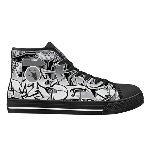 Axikronz 8T7 Canvas High Top – Comic Stykonz 1 Black | Hip - Hop Streetwear Shoes - Stykonz Graffiti Streetwear