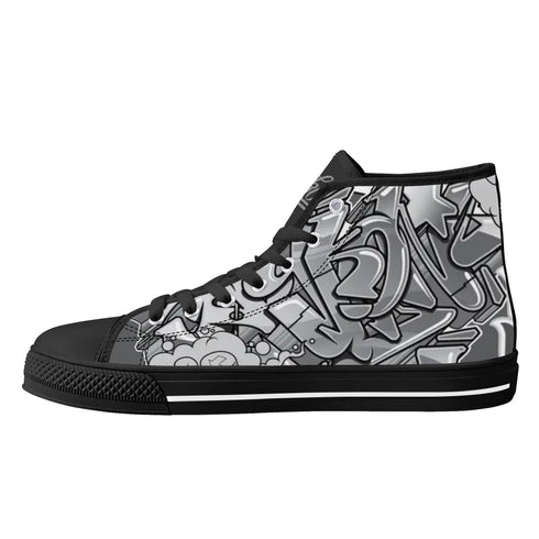 Axikronz 8T7 Canvas High Top – Comic Stykonz 1 Black | Hip - Hop Streetwear Shoes - Stykonz Graffiti Streetwear