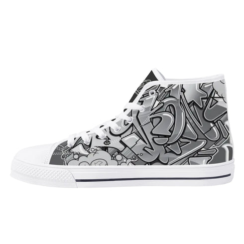 Axikronz 8T7 Canvas High Top – Comic Stykonz 1 Black | Hip - Hop Streetwear Shoes - Stykonz Graffiti Streetwear