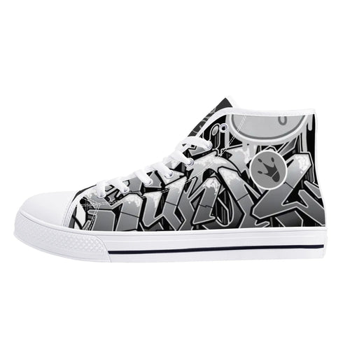 Axikronz 8T7 Canvas High Top – Comic Stykonz 1 Black | Hip - Hop Streetwear Shoes - Stykonz Graffiti Streetwear