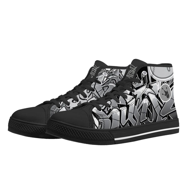 Axikronz 8T7 Canvas High Top – Comic Stykonz 1 Black | Hip - Hop Streetwear Shoes - Stykonz Graffiti Streetwear