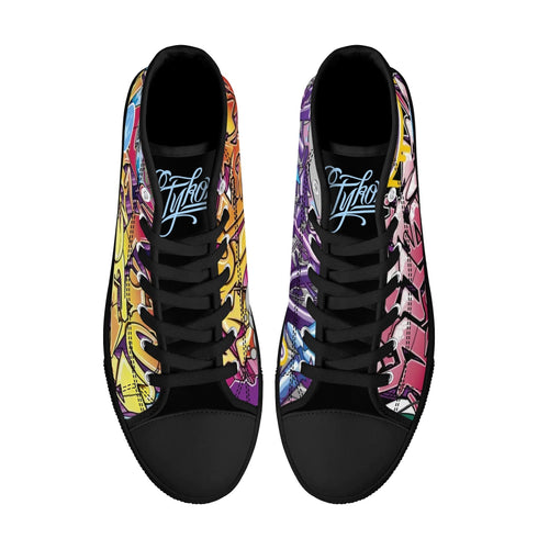 Axikronz 8T7 Canvas High Top – Comic Stykonz 1 | Hip - Hop Streetwear Shoes - Stykonz Graffiti Streetwear