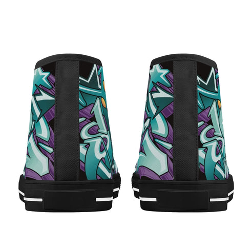 Axikronz 8T7 Canvas High Top – Grapetron | Hip - Hop Streetwear Shoes - Stykonz Graffiti Streetwear