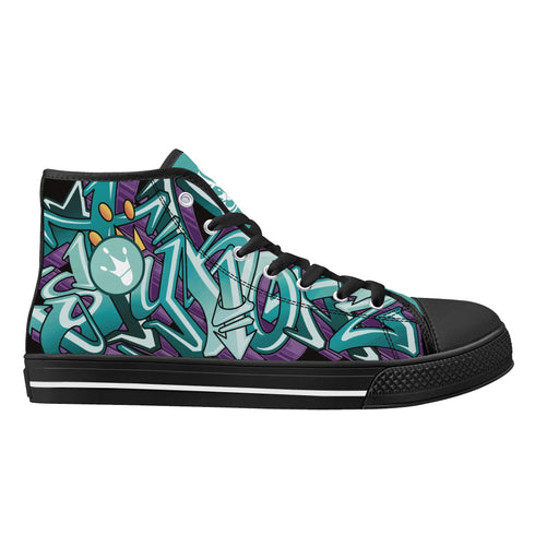 Axikronz 8T7 Canvas High Top – Grapetron | Hip - Hop Streetwear Shoes - Stykonz Graffiti Streetwear