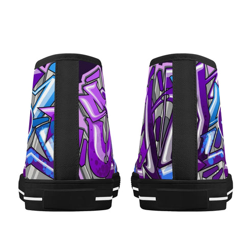 Axikronz 8T7 Canvas High Top – Purple Wildstyle | Hip - Hop Streetwear Shoes - Stykonz Graffiti Streetwear