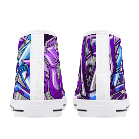Axikronz 8T7 Canvas High Top – Purple Wildstyle | Hip - Hop Streetwear Shoes - Stykonz Graffiti Streetwear