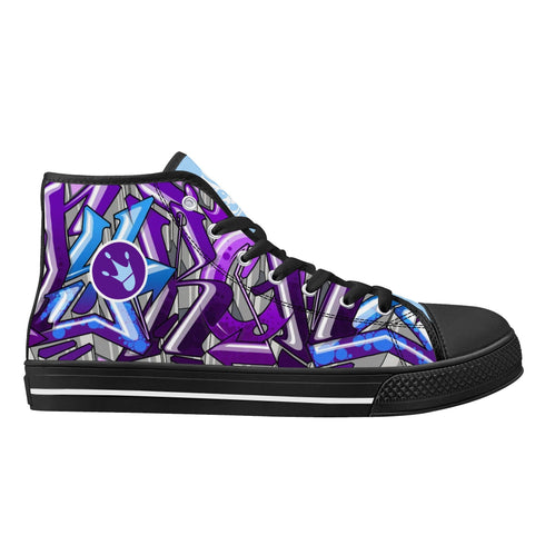 Axikronz 8T7 Canvas High Top – Purple Wildstyle | Hip - Hop Streetwear Shoes - Stykonz Graffiti Streetwear