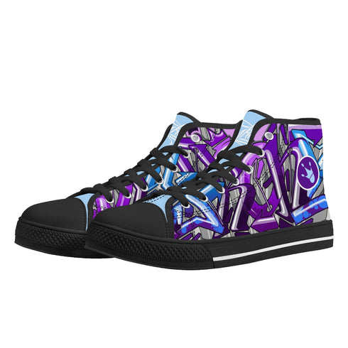 Axikronz 8T7 Canvas High Top – Purple Wildstyle | Hip - Hop Streetwear Shoes - Stykonz Graffiti Streetwear