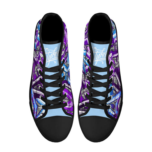 Axikronz 8T7 Canvas High Top – Purple Wildstyle | Hip - Hop Streetwear Shoes - Stykonz Graffiti Streetwear