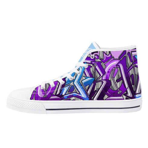 Axikronz 8T7 Canvas High Top – Purple Wildstyle | Hip - Hop Streetwear Shoes - Stykonz Graffiti Streetwear