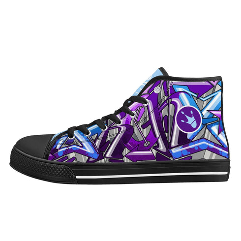 Axikronz 8T7 Canvas High Top – Purple Wildstyle | Hip - Hop Streetwear Shoes - Stykonz Graffiti Streetwear