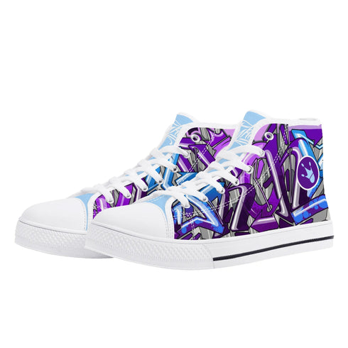 Axikronz 8T7 Canvas High Top – Purple Wildstyle | Hip - Hop Streetwear Shoes - Stykonz Graffiti Streetwear