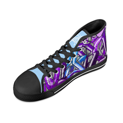 Axikronz 8T7 Canvas High Top – Purple Wildstyle | Hip - Hop Streetwear Shoes - Stykonz Graffiti Streetwear