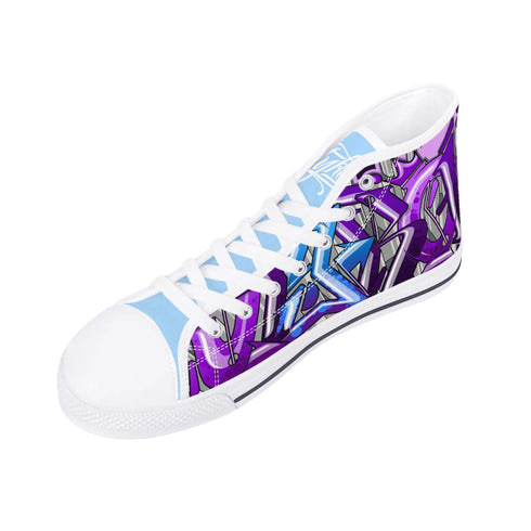 Axikronz 8T7 Canvas High Top – Purple Wildstyle | Hip - Hop Streetwear Shoes - Stykonz Graffiti Streetwear