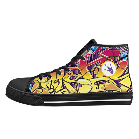 Axikronz 8T7 Canvas High Top – The Train Master | Hip - Hop Streetwear Shoes - Stykonz Graffiti Streetwear
